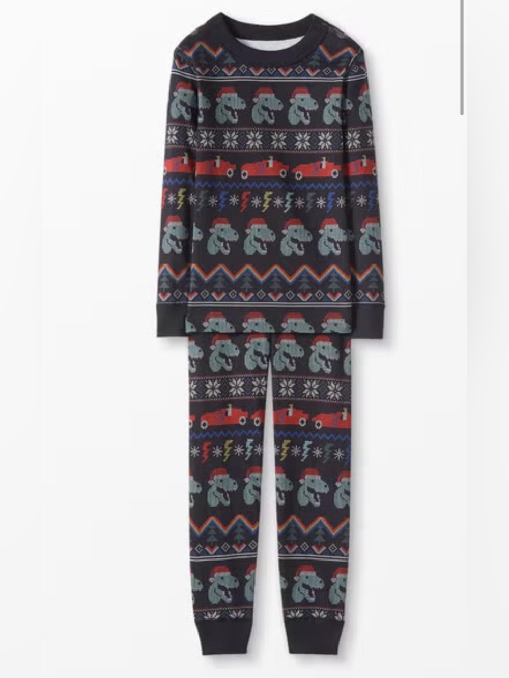 Hanna Andersson Navy Holiday Elephant & Fire Truck Pajama Set